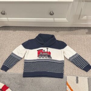 Janie and Jack Navy and White Train Sweater 2T